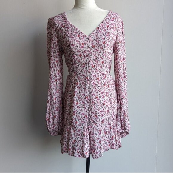 AFRM x Revolve floral long sleeve mini dress with side cutouts - Picture 6 of 12
